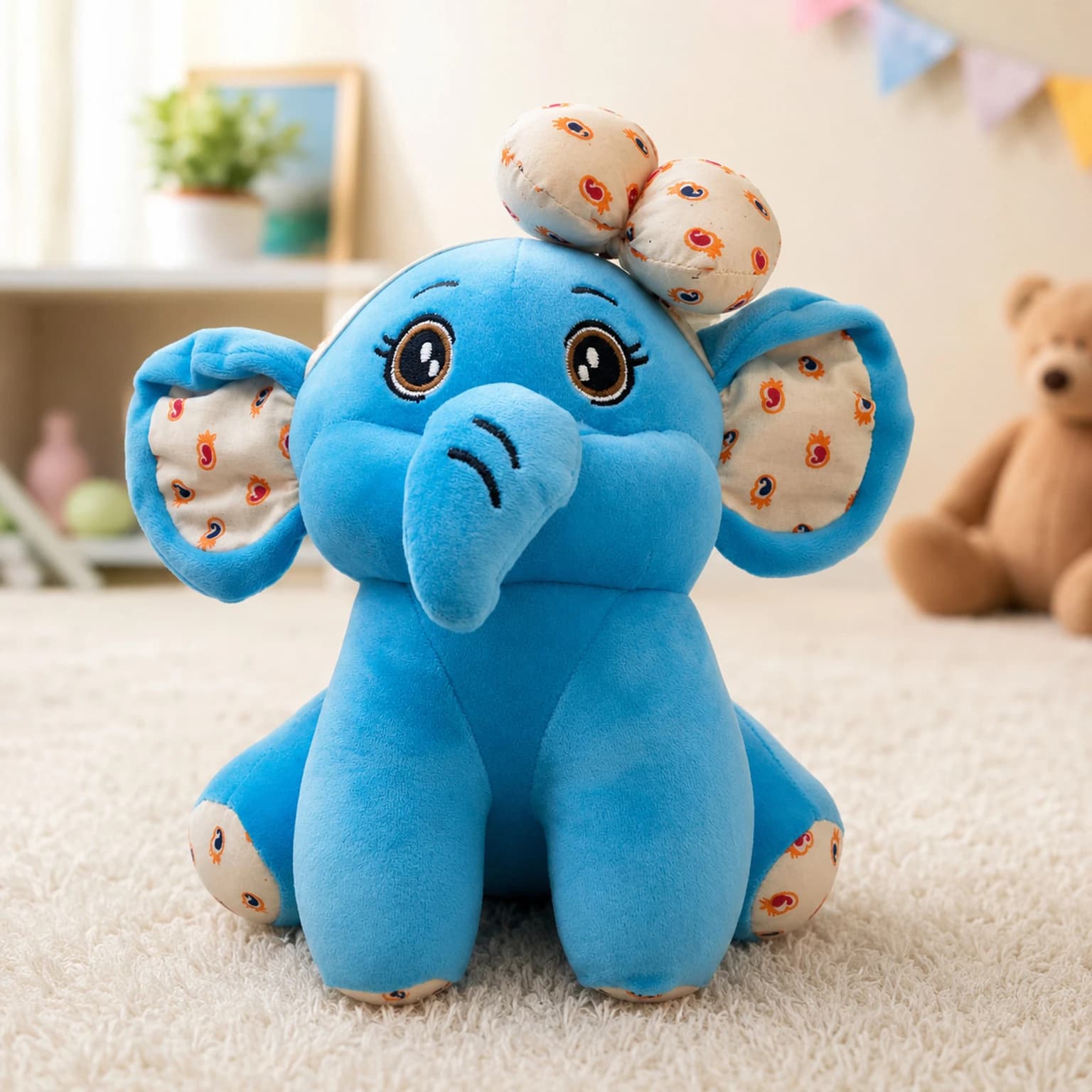 blue elephant, bow elephant, cute bow mini elephant, soft toy, soft toy