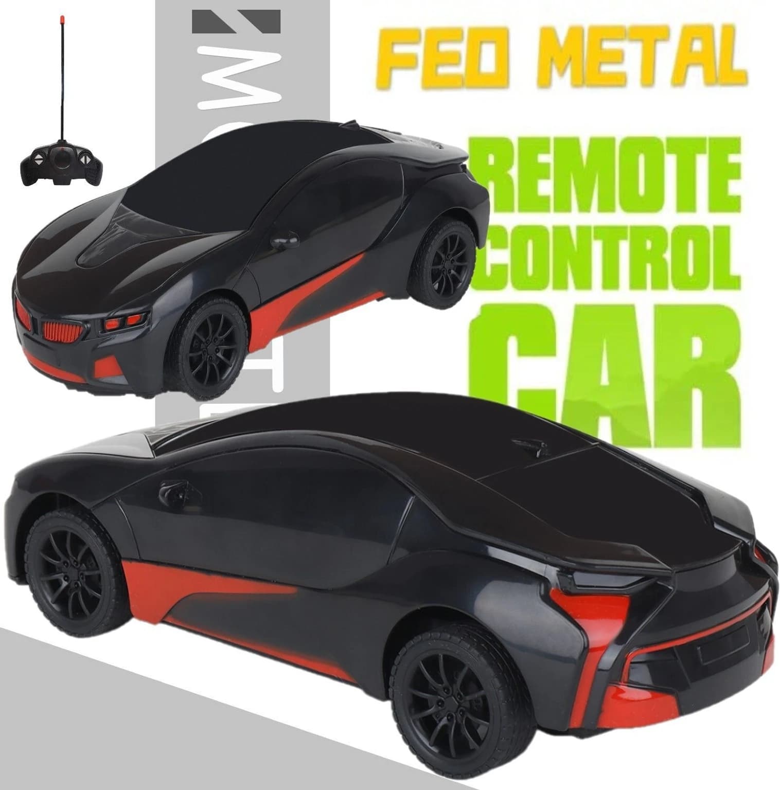 CADDLE & TOES Remote Control Toy Car Electric Chargeable 3D Lightning (Black) (Black)